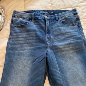 Super high rise skinny jeans. Light wash.